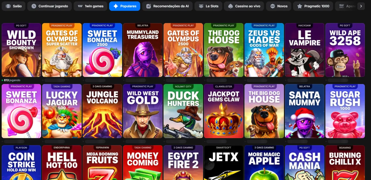 Interface de jeux de casino en ligne